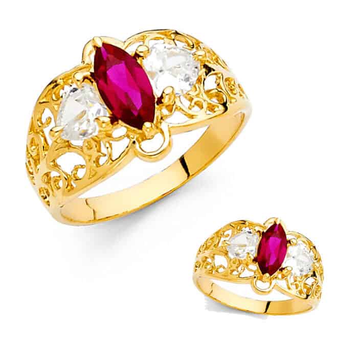 14K Yellow Gold Cubic Zirconia Fancy Dolphin Ring - Image 3