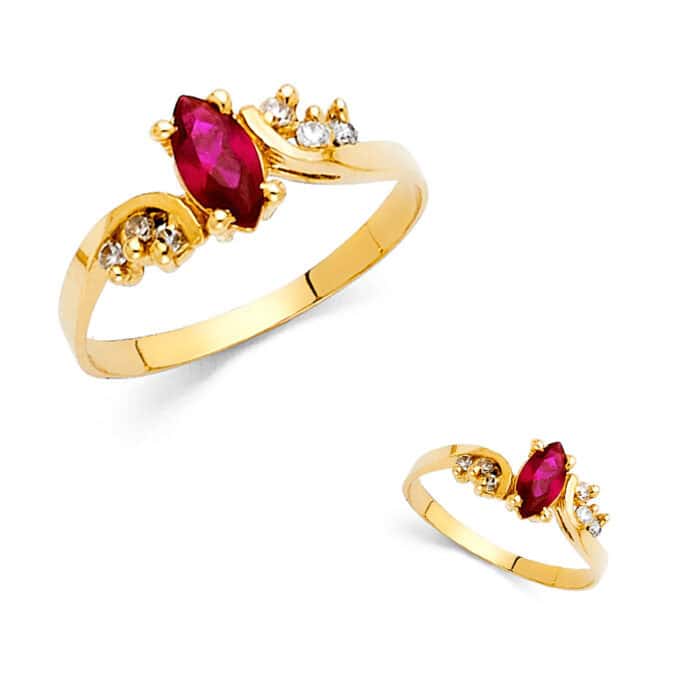 14K Yellow Gold Cubic Zirconia Fancy Ring - Image 3