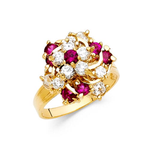 14K Yellow Gold Cubic Zirconia 15 Years Motion Ring