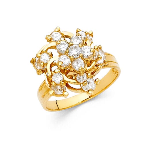 14K Yellow Gold Cubic Zirconia Motion Ring