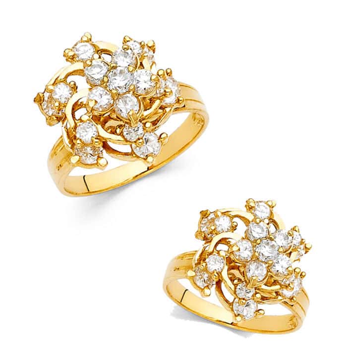 14K Yellow Gold Cubic Zirconia Motion Ring - Image 3