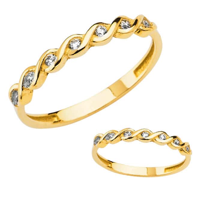 14K Yellow Gold M-Pave Braied Ladies Cubic Zirconia Ring - Image 3
