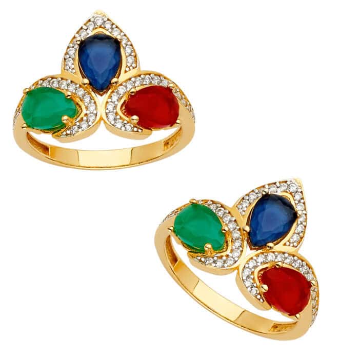 14K Yellow Gold Color Gem Stone Ring - Image 3