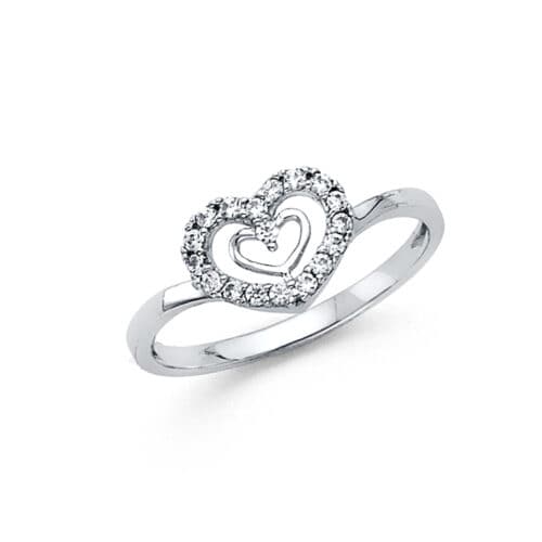 14K White Gold Fancy Cubic Zirconia Ring