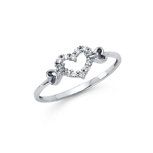 14K White Gold Fancy Cubic Zirconia Ring