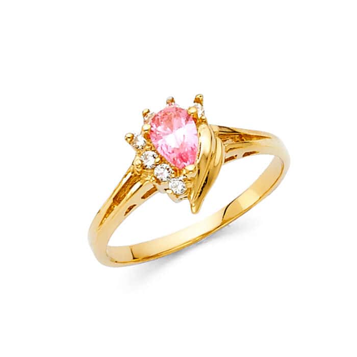 14K Yellow Gold Ladies Fancy Cubic Zirconia Ring
