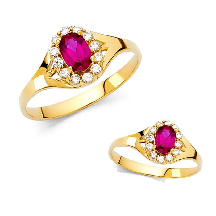 14K Yellow Gold Ladies Fancy Cubic Zirconia Ring - Image 3