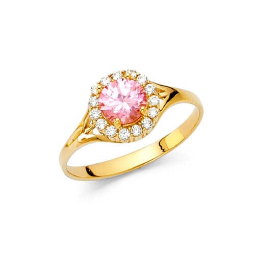 14K Yellow Gold Ladies Fancy Cubic Zirconia Ring