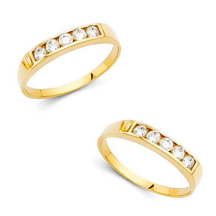 14K Yellow Gold Cubic Zirconia Babies Ring - Image 3