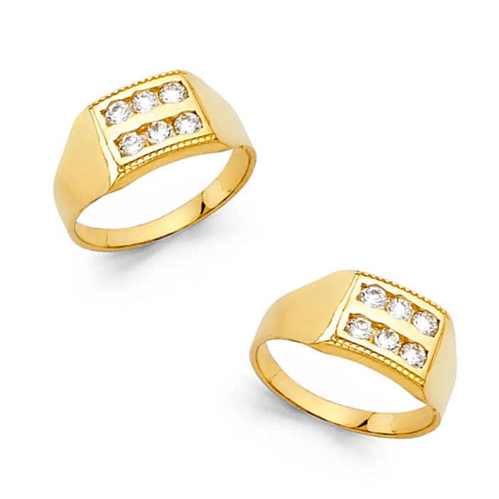 14K Yellow Gold Cubic Zirconia Babies Ring - Image 3