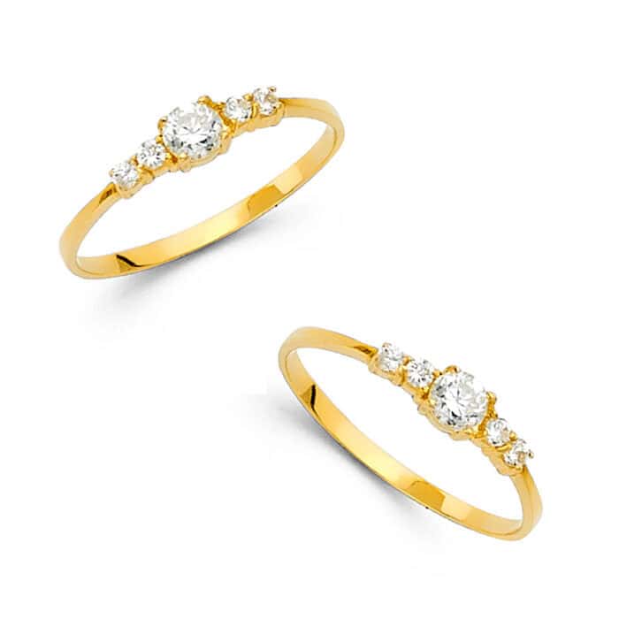 14K Yellow Gold Cubic Zirconia Babies Ring - Image 3