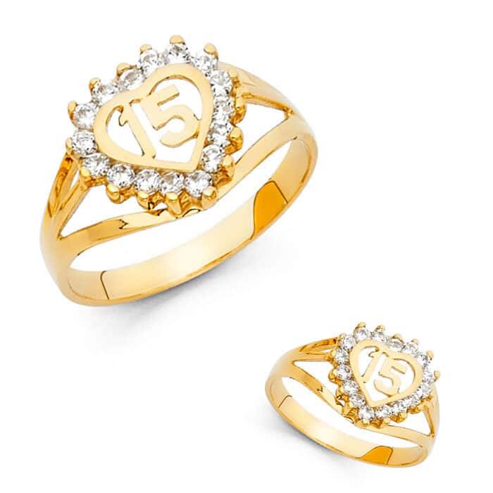 14K Yellow Gold 15 Years Cubic Zirconia Ring - Image 3