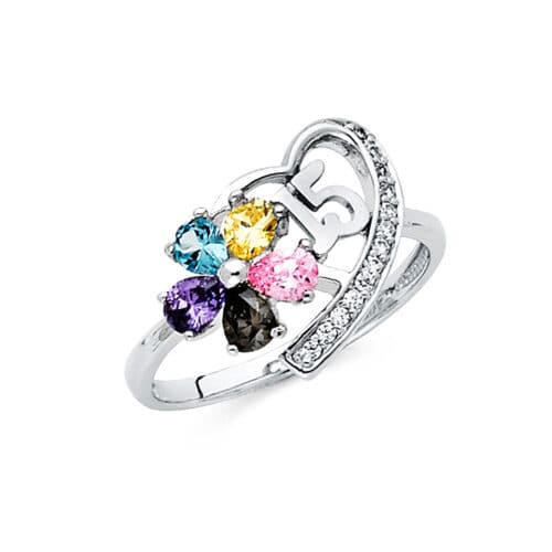 14K White Gold 15 Years Cubic Zirconia Ring