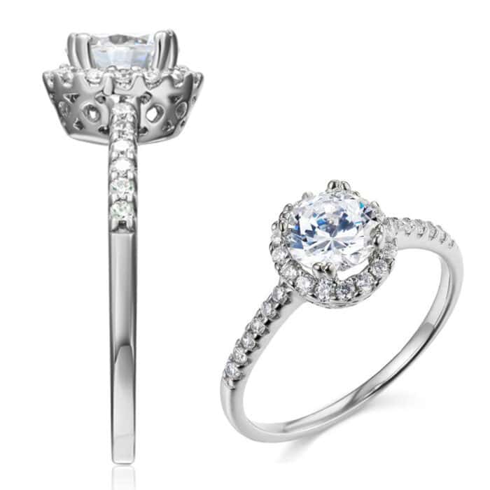 14K White Gold Cubic Zirconia Engagement Ring - Image 4