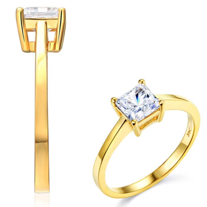 14K Yellow Gold Cubic Zirconia Engagement Ring - Image 4