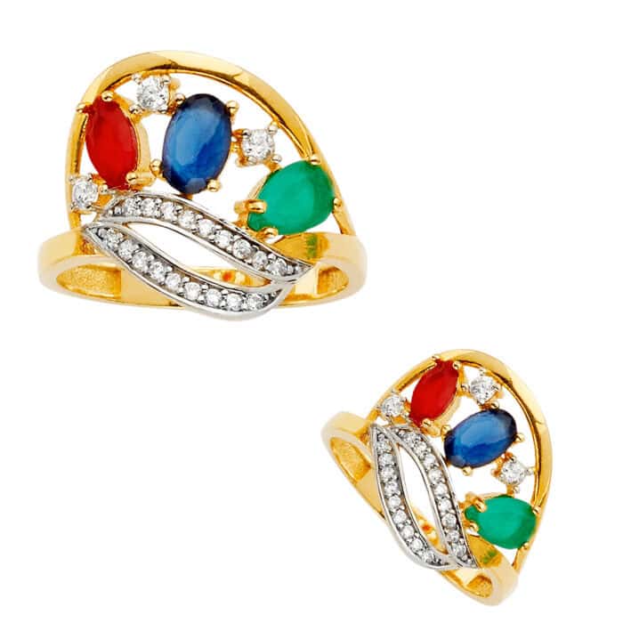 14K Yellow Gold Color Gem Stone Ring - Image 3