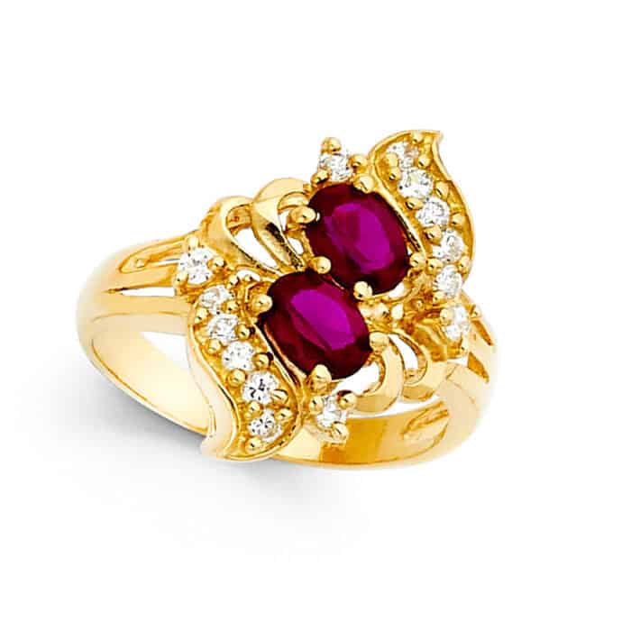 14K Yellow Gold Cubic Zirconia Mothers Ring - Image 2