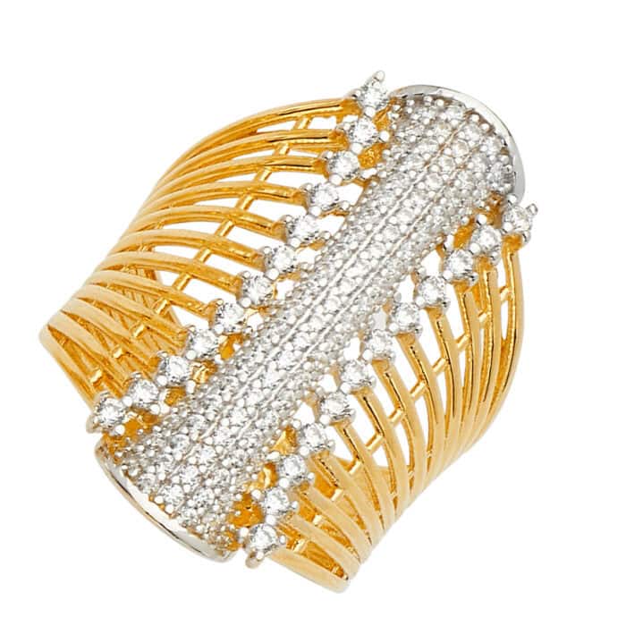 14K Yellow Gold Fancy Cubic Zirconia Ring - Image 2