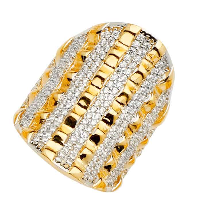 14K Yellow Gold Fancy Cubic Zirconia Ring - Image 2