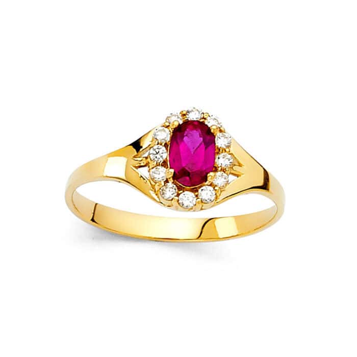 14K Yellow Gold Ladies Fancy Cubic Zirconia Ring - Image 2