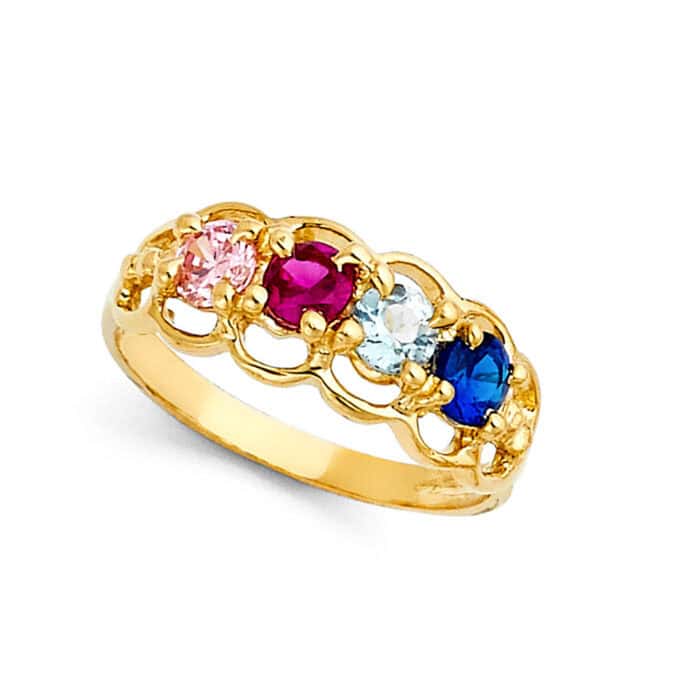 14K Yellow Gold Cubic Zirconia Mothers Ring - Image 2
