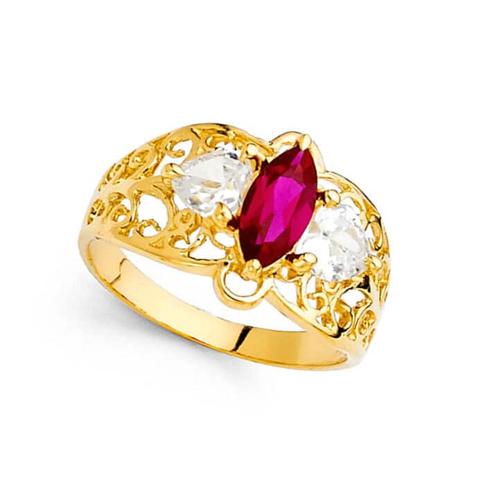 14K Yellow Gold Cubic Zirconia Fancy Dolphin Ring - Image 2