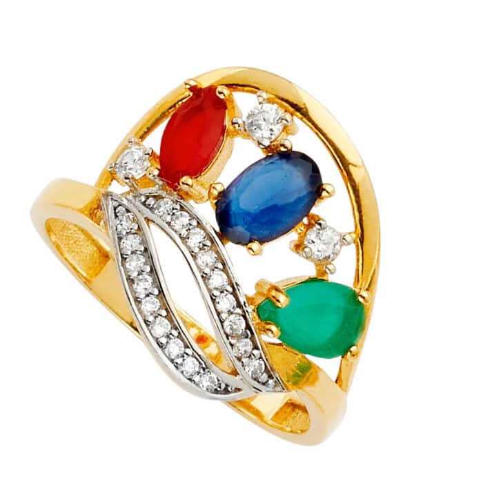 14K Yellow Gold Color Gem Stone Ring - Image 2