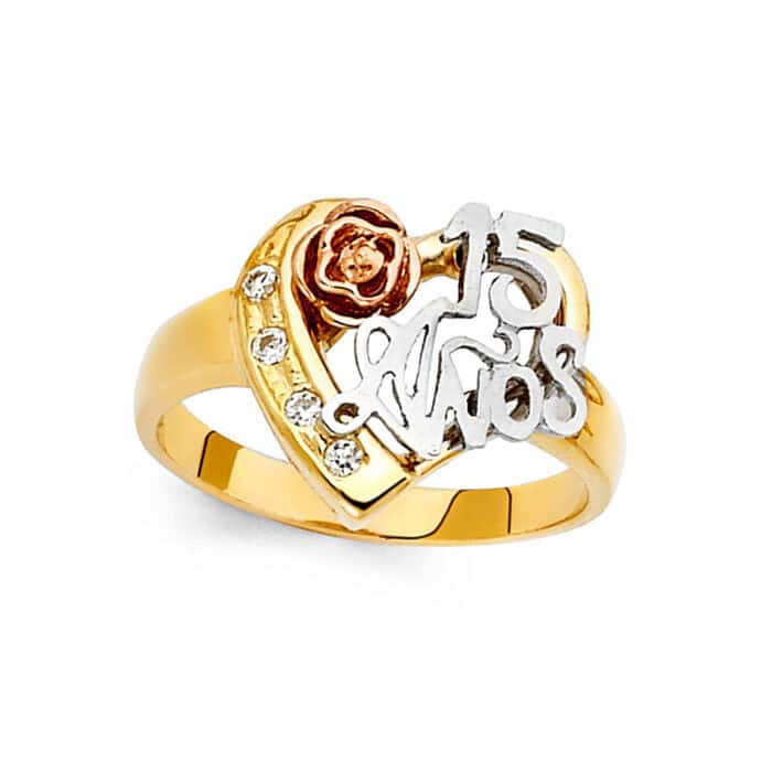 14K Tri Color Gold 15 Years Ring - Image 2