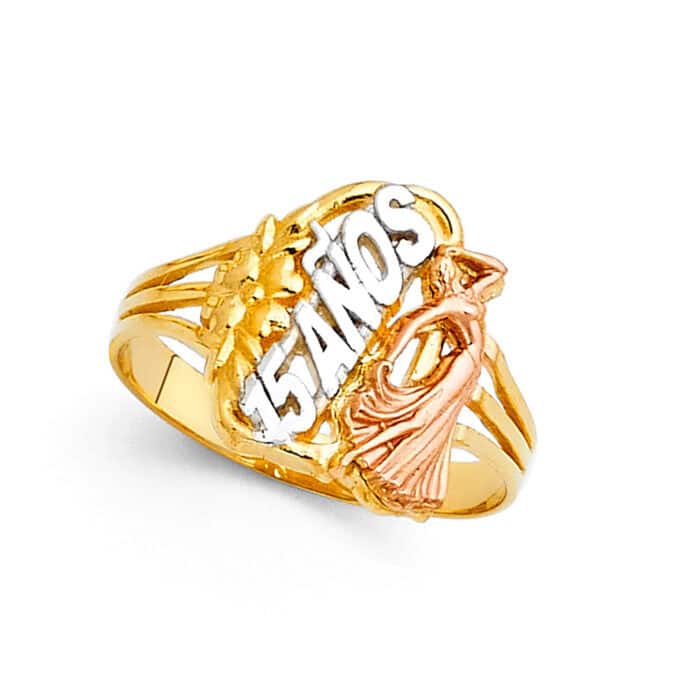 14K Tri Color Gold 15 Years Ring - Image 2