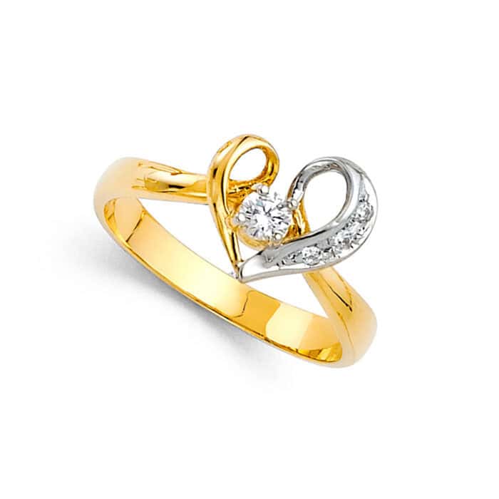 14K Yellow Gold Cubic Zirconia Fancy Ring - Image 2