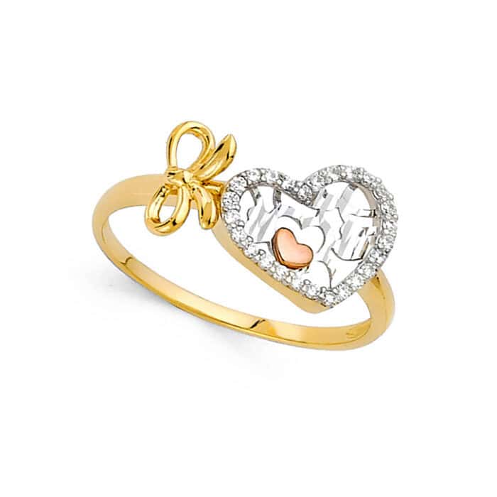 14K Yellow Gold Cubic Zirconia Fancy Ring - Image 2