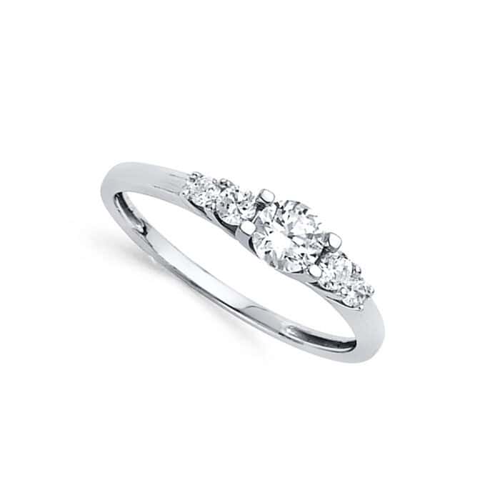 14K White Gold Cubic Zirconia Engagement Ring - Image 2