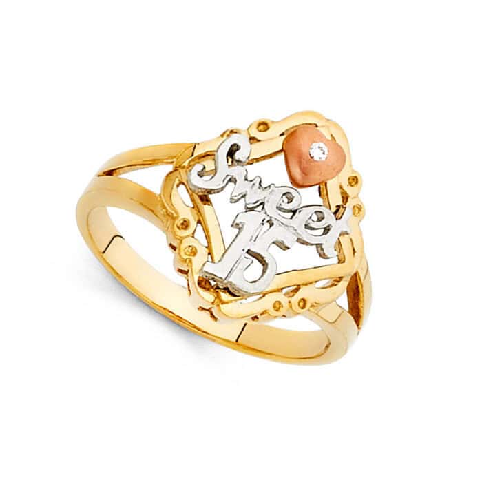 14K Tri Color Gold 15 Years Ring - Image 2
