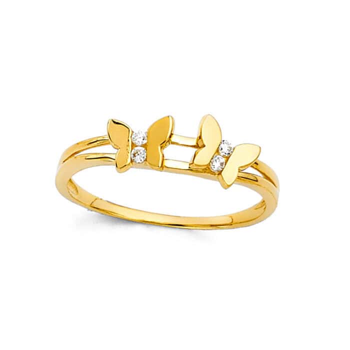 14K Yellow Gold Cubic Zirconia Fancy Ring - Image 2