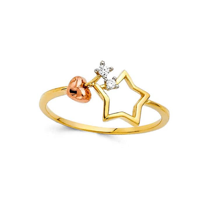 14K Yellow Gold Cubic Zirconia Fancy Ring - Image 2