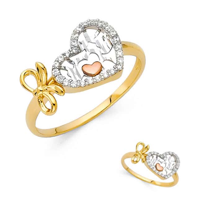 14K Yellow Gold Cubic Zirconia Fancy Ring - Image 3
