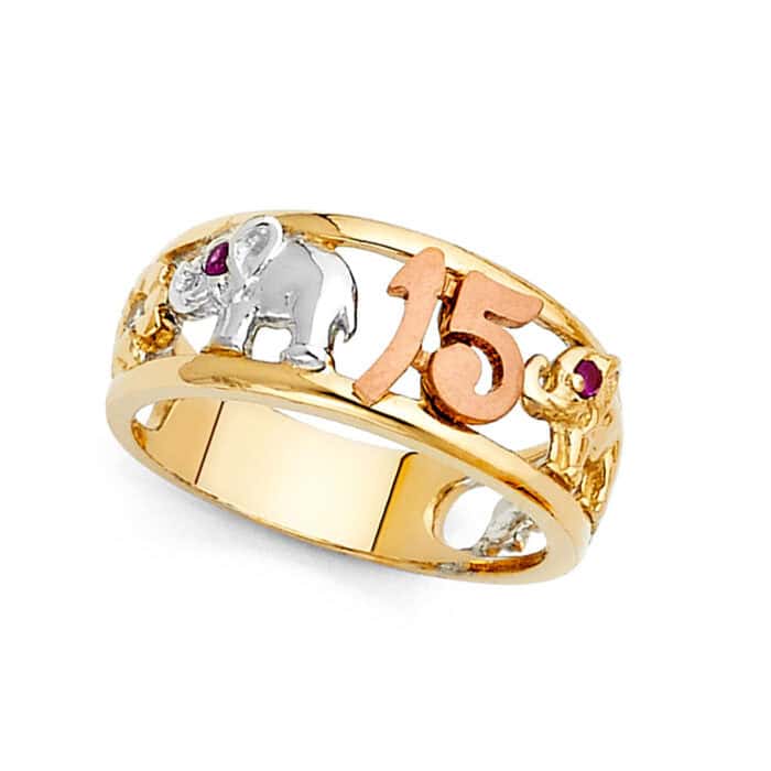 14K Tri Color Gold 15 Years Ring - Image 2
