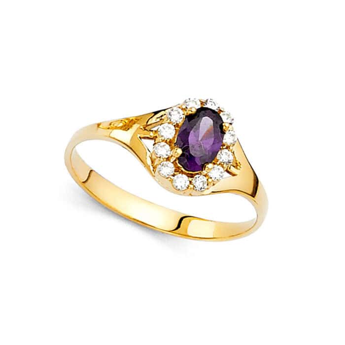 14K Yellow Gold Ladies Fancy Cubic Zirconia Ring - Image 2
