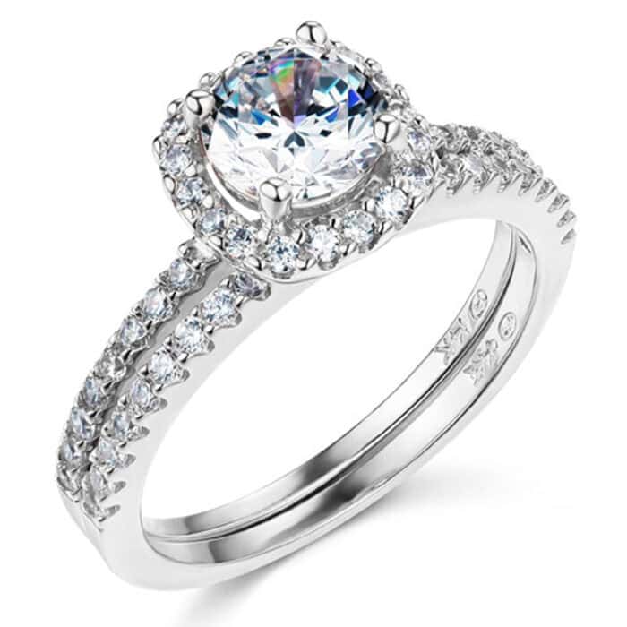 14K White Gold Cubic Zirconia Engagement Ring Only