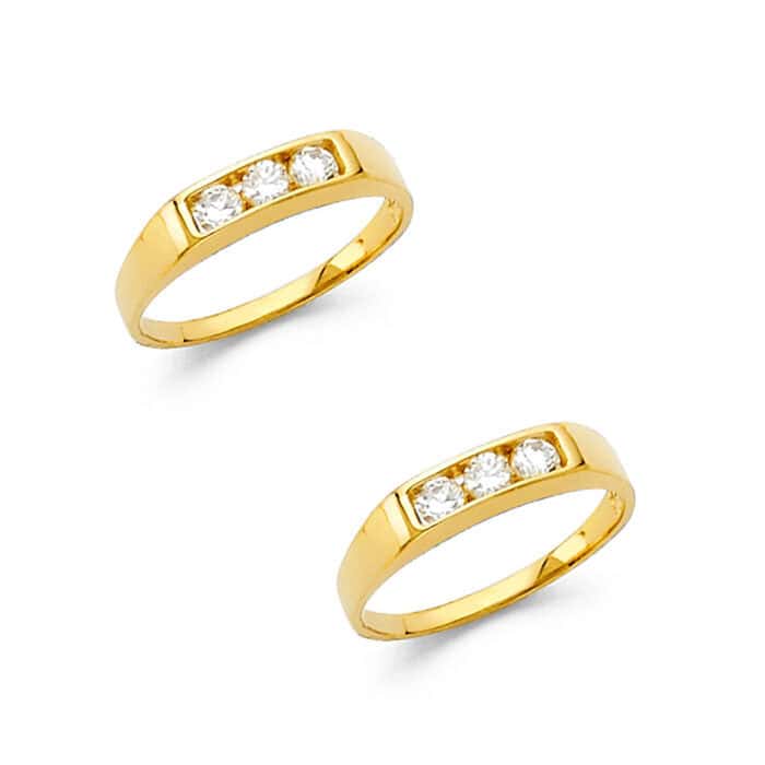 14K Yellow Gold Cubic Zirconia Babies Ring - Image 3