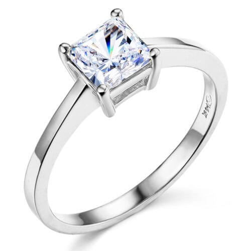 14K White Gold Cubic Zirconia Engagement Ring