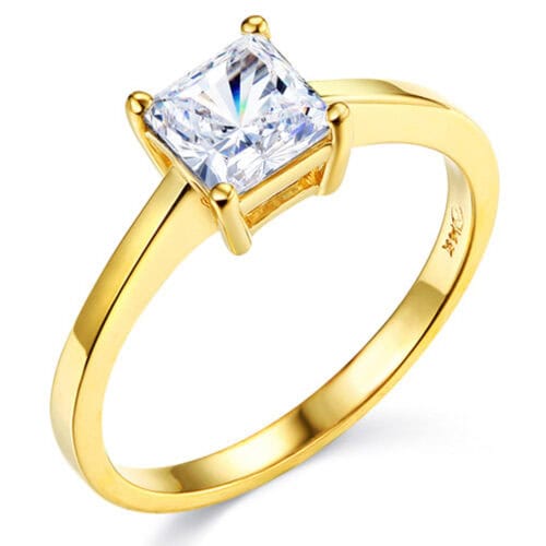 14K Yellow Gold Cubic Zirconia Engagement Ring