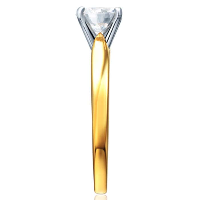 14K Yellow Gold Cubic Zirconia Engagement Ring for women - Image 3
