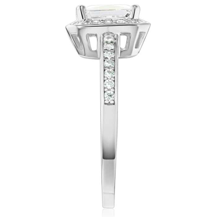 14K White Gold Cubic Zirconia Engagement Ring - Image 3