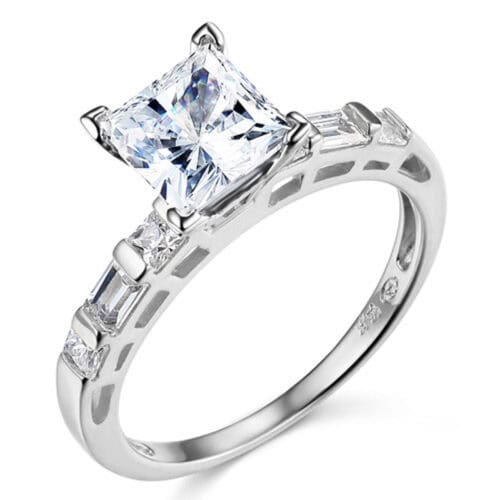 14K White Gold Cubic Zirconia Engagement Ring Only