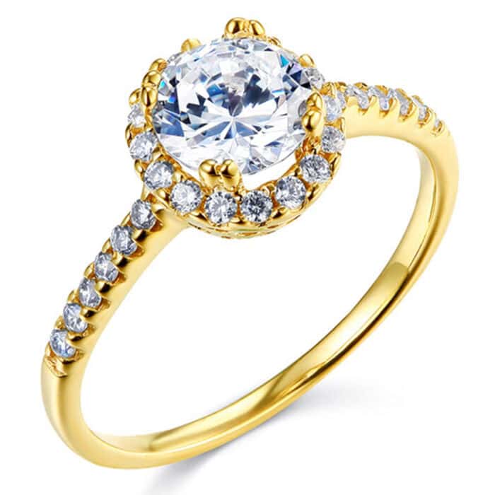 14K Yellow Gold Cubic Zirconia Engagement Ring