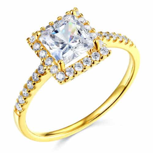 14K Yellow Gold Cubic Zirconia Engagement Ring