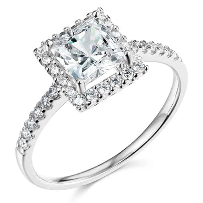 14K White Gold Cubic Zirconia Engagement Ring