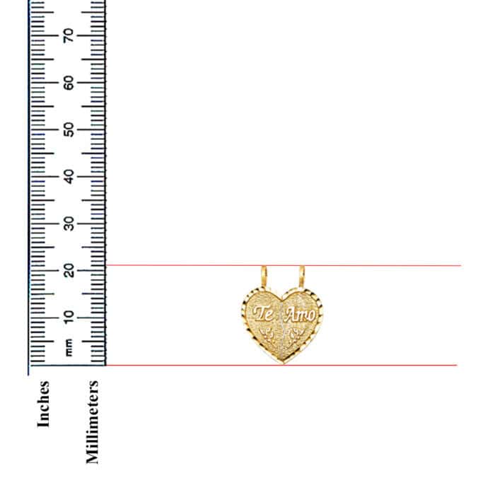 14K Yellow Gold Teamo Heart 2 Piece Pendant - Image 3