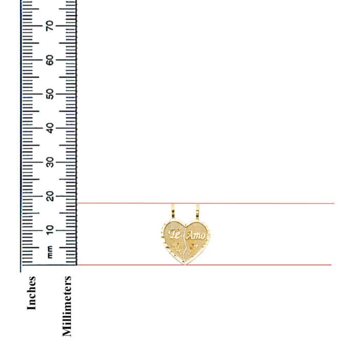 14K Yellow Gold Teamo Heart 2 Piece Pendant - Image 3